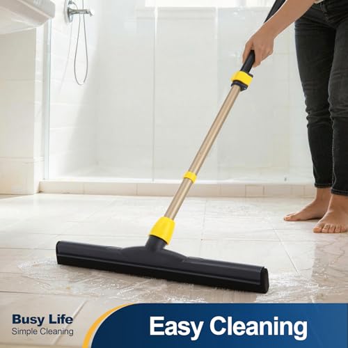 Yocada Floor Squeegee Scrubber Adjustable Telescopic Pole Heavy Duty 54.3" | Household Broom EVA Foam Blade for Garage Courtyard Shower Bathroom Floor Marble Glass Tile Water Foam Cleaning - size: 1 Count (Pack of 1)