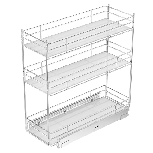 Pull Out Spice Rack Cabinet Organizer (8" W X 20½" D),3 Tier Slide Out Drawer for Narrow Cabinet, Pull Out Shelves Under Cabinet Storage for Kitchen - size: 8" W x 20½" D,3 Tier
