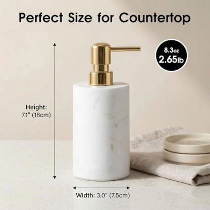 Marble Soap Dispenser, Hand Soap Dispenser for Bathroom Kitchen Countertop - Lotion and Liquid Soap Dispenser (1, White) - color: White
