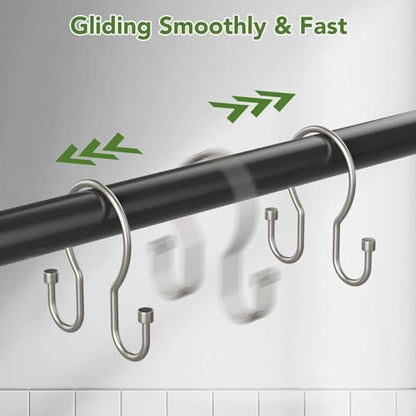 Shower Curtain Hooks, Simple Shower Curtain Rings, Sturdy Shower Curtain Hangers, Double Hook Shower Curtain Hooks, Smooth Gliding Metal Shower Hooks for Shower Curtain (Matte Nickel, 12 Pack) - color: Matte Nickel, size: 12 Pack