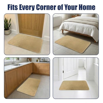 Muddy Mat® CloudStep Bathroom Rugs 2 Piece Set, Non Slip Bath Mats for Bathroom, Absorbent Memory Foam Chenille, Machine Washable Quick Dry Toilet Rug Set, Beige 20"x30" + 20"x20" U-Shaped - color: Beige