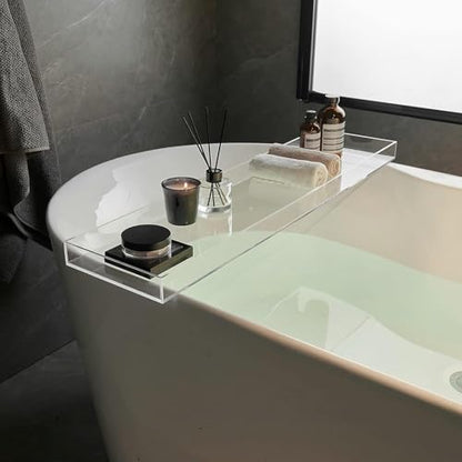 Clear Bathtub Tray AcrylicTub Rack - Bath Tub Shelf for Bathroom to Hold Book, Phone, Candle, Wine & Tablet - Waterproof Caddy Bathroom Accessories, Beelee BA0033 - color: Clear