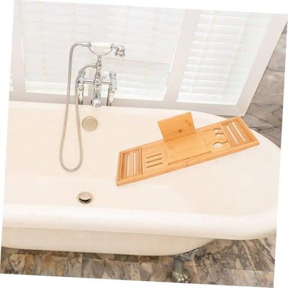 Expandable Bamboo Bathtub Tray Bath Organizer for Soap Shampoo and Accessories Design for Versatile Use Any Bathtub