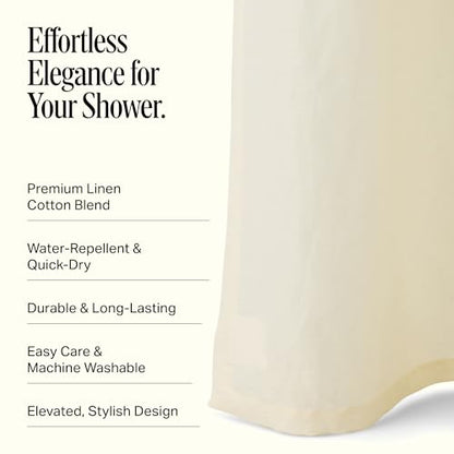 Stonebrigdge Linen Cotton Shower Curtain, 72x72 in, Alabaster | Linen Cotton Shower Curtain, 72 x 72 in, Fabric Bathroom Curtain Set, Machine Washable, Portugal - color: Alabaster