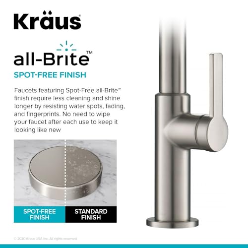 KRAUS Oletto High-Arc Tall Single Handle Pull-Down Kitchen Faucet in Spot Free Stainless Steel, Height 20 3/8 inch, KPF-2821SFS - color: Spot Free Stainless Steel, style: High Arc Faucet