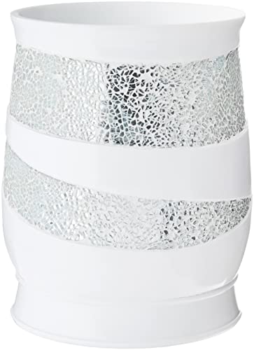 Popular Bath Sinatra Modern Bath Waste Basket Modern Classic Contemporary Decorative Beautiful Designs Bathroom Decor for Home Luxury Bath, White - size: Waste Basket