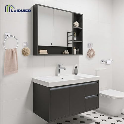 Towel Ring Set 4 Piece Bathroom Hardware Set Includes Towel Ring 2 Towel Hooks and Toilet Paper Holder Stainless Steel Wall Mounted (Polished Chrome) - color: Polished Chrome, size: Set D