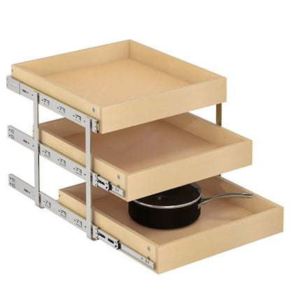 WelFurGeer 3-Tier Pull Out Cabinet Organizer with Soft Close, Heavy-Duty Slide Out Drawers for Cabinets, Pull Out Drawers for Cabinets, Bottom Mount Shelves for Kitchen, Pantry, Bathroom - size: 20''W x22''D