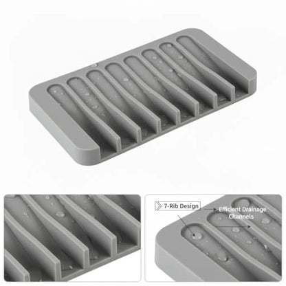 Asltw 2 PCS Soap Holder, Self Draining Soap Dishes, Premium Silicone Soap Holder, Bathroom, Kitchen, Sponges, Keep Soaps Bars Dry Clean, Extend Life Easy Clean Non - Slip Design