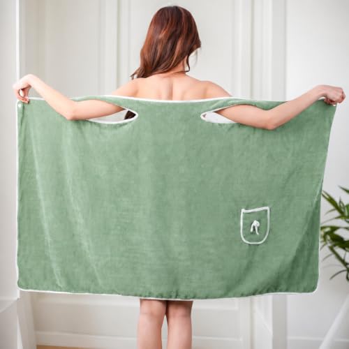 Unisex Bath Towel, Wearable After Bath Towel Set, Wearable Quick Dry Shower Gym Towel(53" x 31", Dark Green) - color: Dark Green, size: S(135X80CM)