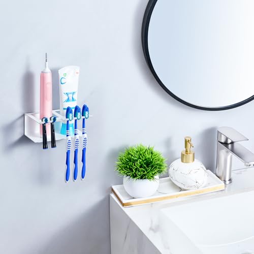 Electric Toothbrush Head Holders, Electric Toothbrush Holders Wall Mounted, Shower Electric Head Holder, Toothbrush and Toothpaste Holder, Tooth Brushing Holder for Bathroom (White, Small) - color: White, size: Small