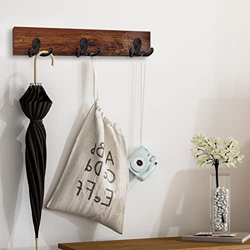 IBosins 16 Pack Black Double Prong Coat Hooks Wall Mounted with 32 Screws | Heavy Duty Retro Double Hooks Utility Hooks for Coat, Scarf, Bag, Towel, Key, Cap, Cup, Hat - color: 16 Pcs Black