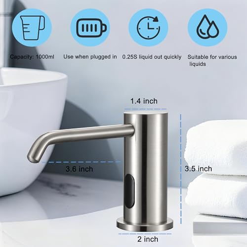Automatic Soap Dispenser Touchless Liquid Built in Electric Soap Dispenser | Built In Sink Electric Liquid Dispenser Comes With Bottle and Pump Suitable For Household And Commercial Daily Use - color: Liquid-brushed Nickel