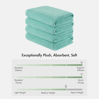 Madison Park 100% Zero Twist Cotton 4 Piece Bathroom Bath Towels, Turquoise | 30" x 56" Large Shower Towels, 500 GSM Diagonal Ribbed, Soft, Quick Dry, Highly Absorbent, Durable, Modern, OEKO TEX - color: Turquoise, size: 4 Piece Bath Towel Set