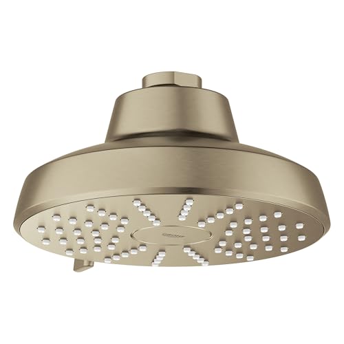 GROHE Aquabooster Tempesta 140 High Pressure Shower Head, Multi-Spray – 1.75 GPM Round Fixed Wall Mount, Brushed Nickel 111746EN00 - color: Brushed Nickel