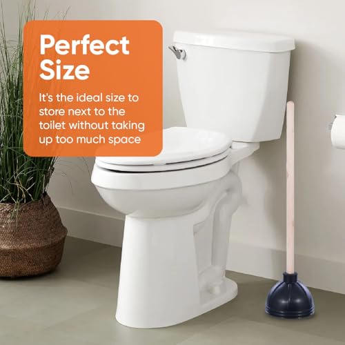 Superio Heavy Duty Plunger with 21 Inch Wooden Handle, Black Rubber - Classic Toilet Plunger, Heavy Duty, Double Thrust Force Cup, Rubber Toilet Plunger, Black Plunger (Wood-3 Pack) - size: 3 Pack-1
