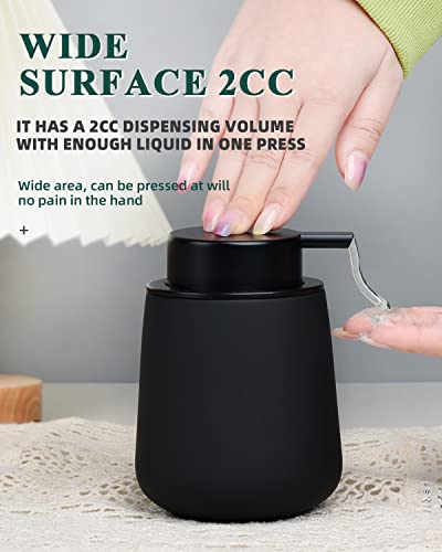 BosilunLife Ceramic Soap Dispenser - Dish Soap Dispenser for Bathroom 12Oz | Refillable Liquid Hand Wash Dispenser for Essential Oil, Lotion Soap, Rubber Paint Black - color: Rubber Black