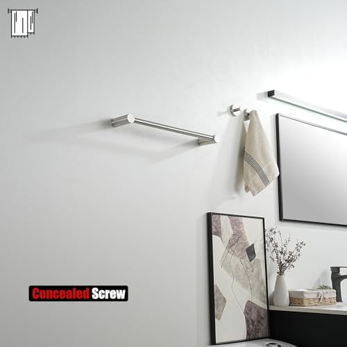 JQK Towel Bar Brushed, 18.5 Inch 304 Stainless Steel Thicken 0.8mm 2 Pieces Towel Rack Bathroom Wall Mount, Useable Length 16 Inch, TB610L16-BN - color: Brushed Steel, size: 16.5 Inch