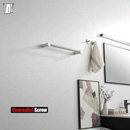 JQK Towel Bar Brushed, 18.5 Inch 304 Stainless Steel Thicken 0.8mm 2 Pieces Towel Rack Bathroom Wall Mount, Useable Length 16 Inch, TB610L16-BN - color: Brushed Steel, size: 16.5 Inch