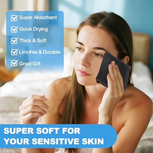 6 Pack Bamboo Fiber Washcloths Face Towels for Body | 12x12 inch bamboo fiber washcloths with super soft, skin friendly fabric. Machine washable for face, body and bathroom use.