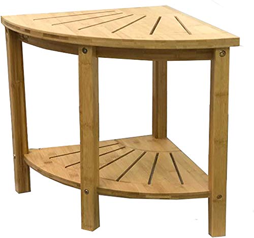 Premium Bamboo Shower Bench & Shower Stool with Storage Shelf… (CornerShape)
