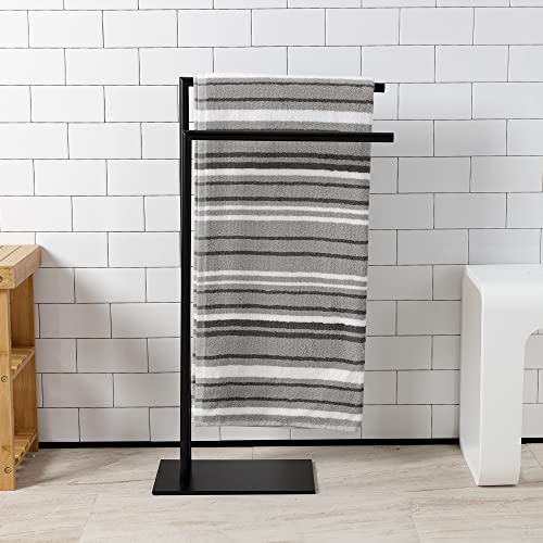 Kingston Brass SCC8320 Edenscape Freestanding Dual -Towel Rack, Matte Black | Edenscape collection; Solid steel and stainless steel construction; Corrosion-resistant finish; Easy assembly - color: Matte Black