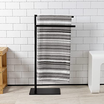 Kingston Brass SCC8320 Edenscape Freestanding Dual -Towel Rack, Matte Black | Edenscape collection; Solid steel and stainless steel construction; Corrosion-resistant finish; Easy assembly - color: Matte Black