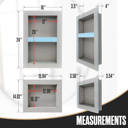 Shower Niche Insert Tile Ready in Wall Shelf Cubby Inserts 12x20 + 12x10 | Houseables Shower Niche, Recessed Bathroom Storage, Recessed Shampoo Caddy, Inset Shelves, Built in Nook, Soap Box, Prefab - size: 12 x 10 inches (ID) & 12 x 20 inches (ID)