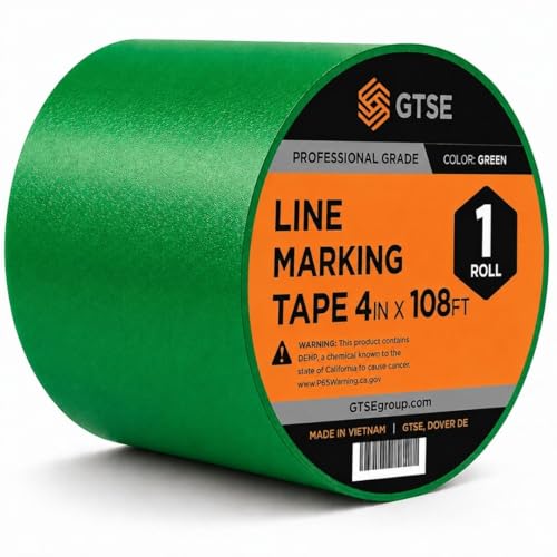 GTSE 4 inch x 108 ft Green PVC Vinyl Floor Tape, Safety Marking Tape, 6 mil Thick, Suitable for Dance Floors, Gyms, Warehouses, Sports Facilities - color: Green, size: 4" x 108 ft
