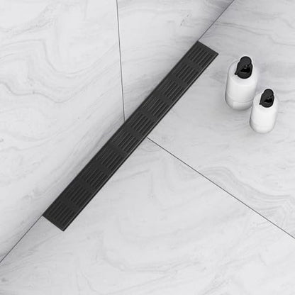 Linear Shower Drain 36 Inch, Professional Brushed SUS-304 Stainless Steel Shower Drain, 51L/Min Fast Drainage Floor Linear Drain, US Standard CUPC Certified, Matte Black, SD-109 - color: Matte Black, size: 36 Inch