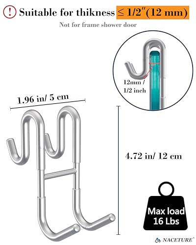 Frameless Shower Door Hooks, 2 Pack Bathroom Towel Hooks | For hanging towels, robes, squeegees and bath accessories on frameless shower doors. - style: Clear 2 Pack