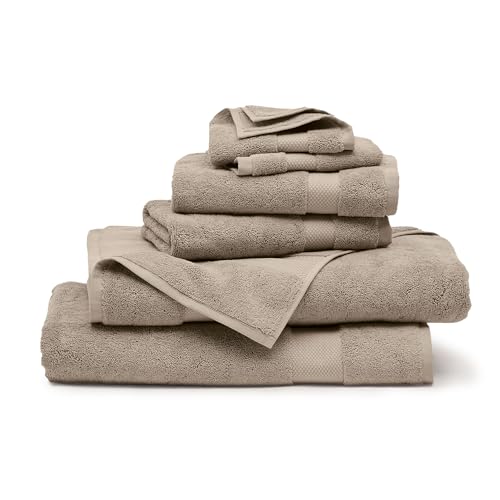BOLL & BRANCH Plush Bath Sheet Set - Oak - 6 Piece - Includes 2 Oversized Bath Sheets, 2 Hand Towels & 2 Washcloths - 100% Organic Cotton - Ultra Soft & Luxurious - Quick Absorbing - color: Oak, size: Bath Sheet Set