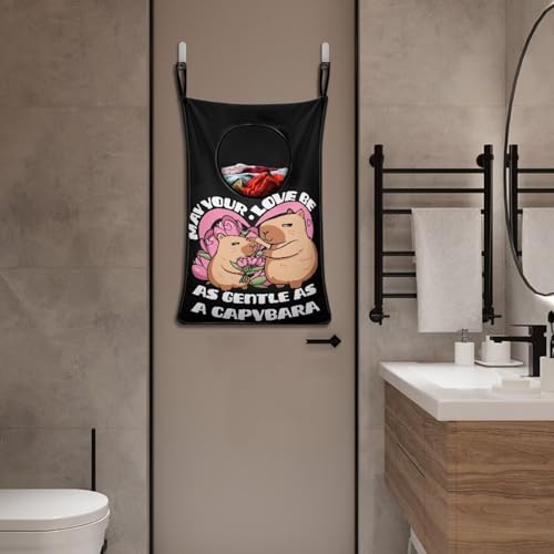ZOUTAIRONG Capybara Print Hanging Hamper Laundry Bag Cute Laundry Baskets Over Door Laundry Hamper Space Saving Storage Organizers Clothes Hampers - color: Capybara