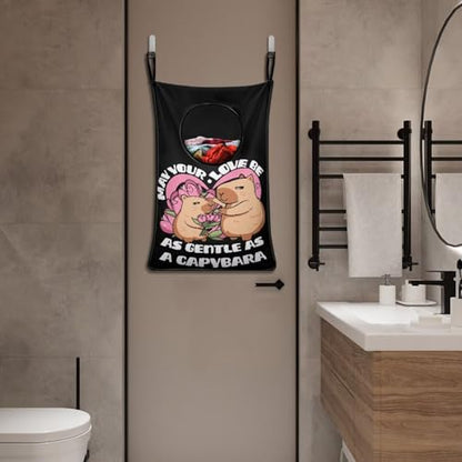 ZOUTAIRONG Capybara Print Hanging Hamper Laundry Bag Cute Laundry Baskets Over Door Laundry Hamper Space Saving Storage Organizers Clothes Hampers - color: Capybara