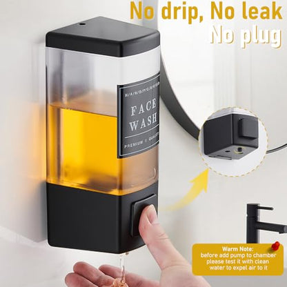 Pollock Shampoo and Conditioner Dispenser 1 Chamber * 500ML | Shower Soap Dispenser Wall Mounted, Body Wash Dispenser No Drill, Refillable Shower Dispenser for Bathroom - color: Blk-zt-53-b1