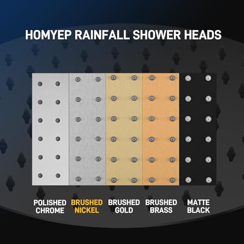 12 Inch Round Shower Head Wall Mount Rainfall Shower Head, Non-rust Stainless Steel High Pressure Rain Showerhead, Brushed Nickel