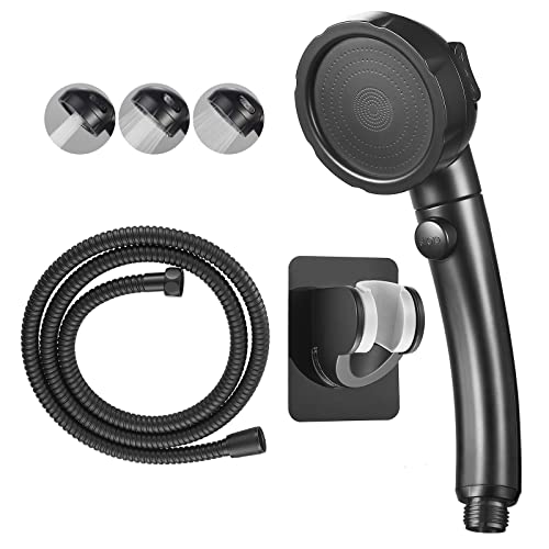 RV & Camper High Pressure Handheld Shower Head with Pause Button | 3 Spray Modes with ON/OFF Switch, Detachable Dog Shower Attachment, Pet Shower Wand with Bracket & Hose, Matte Black - color: Black