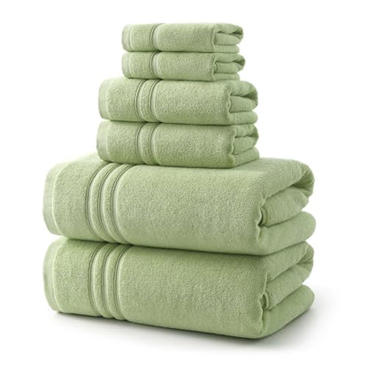 REDKISS Sage Towels Set 6 Piece Cotton Towel Sets with 2 Bath Towels, 2 Hand, 2 Washcloths, 650GSM Hotel Quality, Soft, Highly Absorbent Towels for Bathroom Gym, Ideal Everyday Use - color: Sage Green