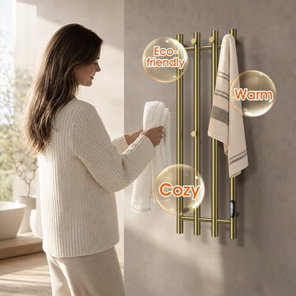 Poloma Towel Warmer Rack for Bathrooms, Heated Towel Rack Heater, ElectricTowel Dryer, Stainless Steel, Golden. CSA Certified - size: Gold Bars-37.5"(L) x 11.9"(W)-VERTICAL