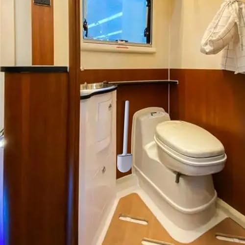 RV Essentials, RV Toilet Brush – Camper Must Have Silicone Toilet Brush for Travel Trailer, Wall Mounted Toilet Brush-Anti-Roll, Anti-Drip Design, Suitable for RV Travel Trailers and Campers - color: White