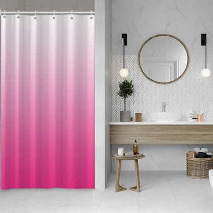 Ombre Hot Pink Stall RV Shower Curtain with Hooks 36x72inches | Machine Washable Waterproof, Modern Solid Boho Gradient, Bathroom Dorm Hotel Room Divider, Easy to Install, Window Curtain - color: Hot Pink, size: 36"W x 72"L (Pack of 1)
