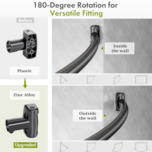 AmazerBath 20-84 Inches Arched Curved Shower Curtain Rod, Heavy Duty Shower Rod Rust Proof Bathroom Curtain Rod, Adjustable Telescoping Design Easy Segmented Installation, Need to Drill, Black - color: Black