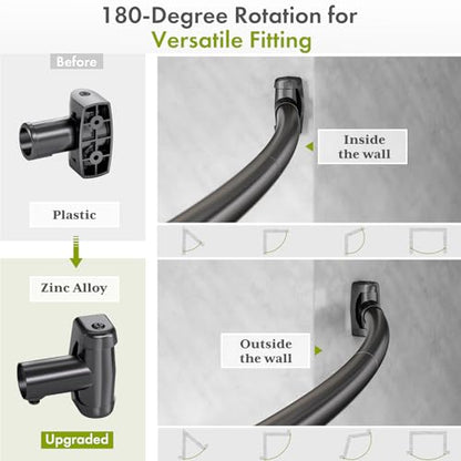 AmazerBath 20-84 Inches Arched Curved Shower Curtain Rod, Heavy Duty Shower Rod Rust Proof Bathroom Curtain Rod, Adjustable Telescoping Design Easy Segmented Installation, Need to Drill, Black - color: Black
