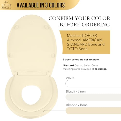 BATH ROYALE Potty Training Seat - Soft Close, Kingsport BR721-02, Elongated Almond/Bone, Adult/Child - color: Almond/Bone, size: Elongated