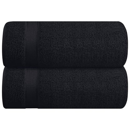 Belizzi Home Cotton 2 Pack Oversized Bath Sheet 35x70, Large Bath Sheet, Ultra Soft, Absorbent, Compact, Eco-Friendly, Recyclable, Quick Drying and Lightweight Towel - Black - color: Black, size: 2 Pack Bath Sheet