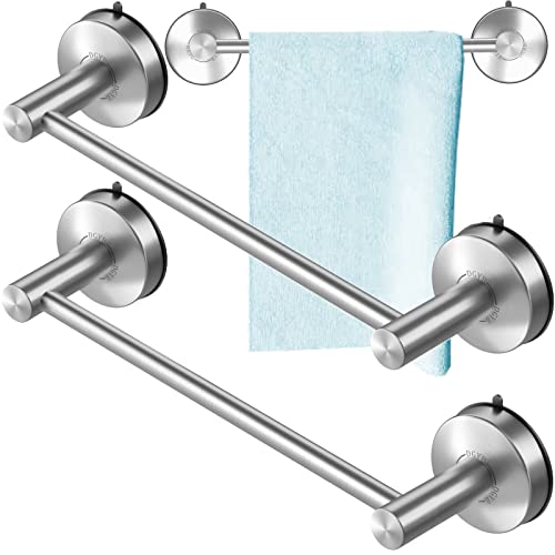DGYB Suction Cup Towel Bar for Bathroom 17 Inch Set of 2 Brushed Nickel Towel Holder Stainless Steel Premium Kitchen Towel Rack Wall Mounted - color: 2 Pack-17in Brushed Nickel