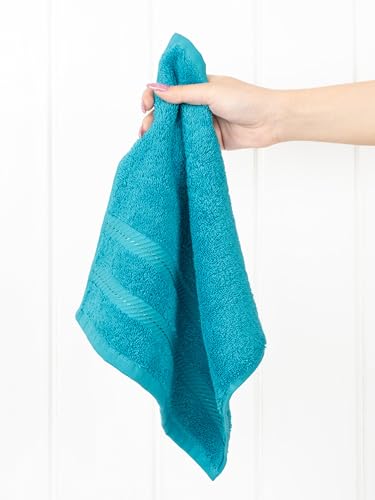 American Soft Linen 100% Cotton Luxury Turkish Towels, 4 PC Washcloth Set | Soft Absorbent Quick Dry OEKO Tex Standard 100 Certificated Durable Machine Washable Premium Hotel Quality - color: Aqua Blue, size: 13"x13"