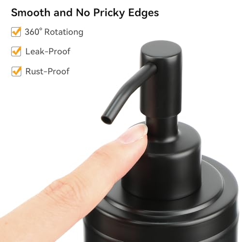 Countertop Hand Soap Dispenser, Refillable Stainless Steel Soap Pump Bottle for Bathroom & Kitchen, Free Standing - 300ml, Black - color: Black