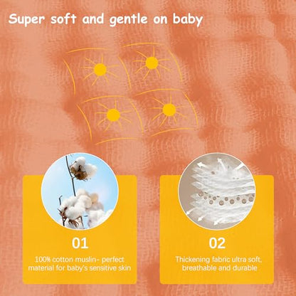 Lovely Care 12 Pack Muslin Burp Cloths 100% Cotton Muslin Cloths Large 20''x10'' Extra Soft and Absorbent Baby Burping Cloth - Vermilion - color: Vermilion, size: 10x20 Inch (Pack of 12)
