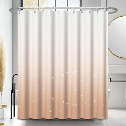 Peach Pink and White Ombre Shower Curtain, Cloth Waterproof Geometric Shower Curtains Set for Bathroom, Machine Washable Bathroom Curtain with 10 Hooks, 60x72 Inches - color: Ombre Geometric - Peach Pink, size: 60"W x 72"L (Pack of 1)